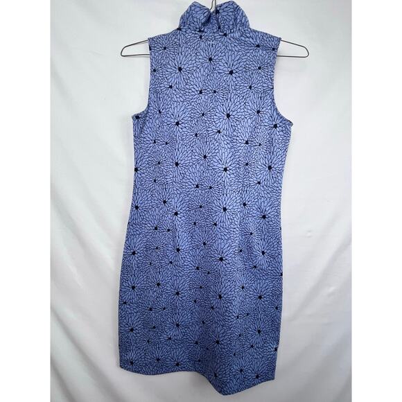 Tyler Boe Womens XS Blue/Black Floral Print Sleevless Shift Vacation Dress - Picture 6 of 8